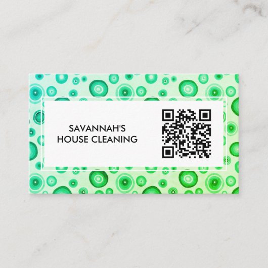 Groene Bubbels Minimale Huis Reiniging Janitorial  Visitekaartje (Voorkant)