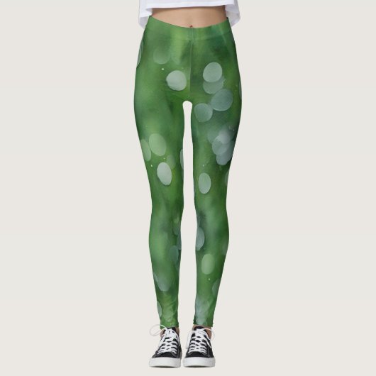 Groene bubbels op groene kunst Leggings (Voorkant)