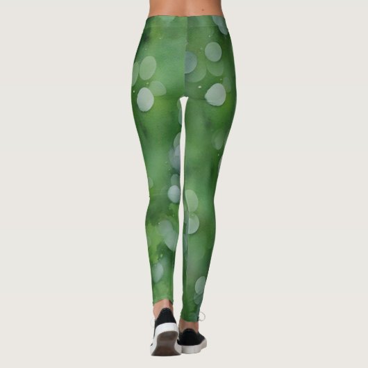 Groene bubbels op groene kunst Leggings (Achterkant)