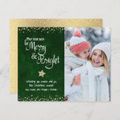 Groene Budget Foto Dagen Merry Bright Script Kaart (Voorkant / Achterkant)