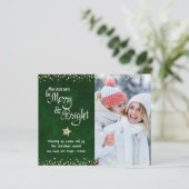 Groene Budget Foto Dagen Merry Bright Script Kaart (Staand voorkant)
