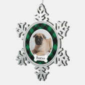 Groene Buffalo Aangepaste foto Pet Puppy Dog Tin Sneeuwvlok Ornament (Rechts)