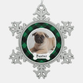 Groene Buffalo Aangepaste foto Pet Puppy Dog Tin Sneeuwvlok Ornament (Voorkant)