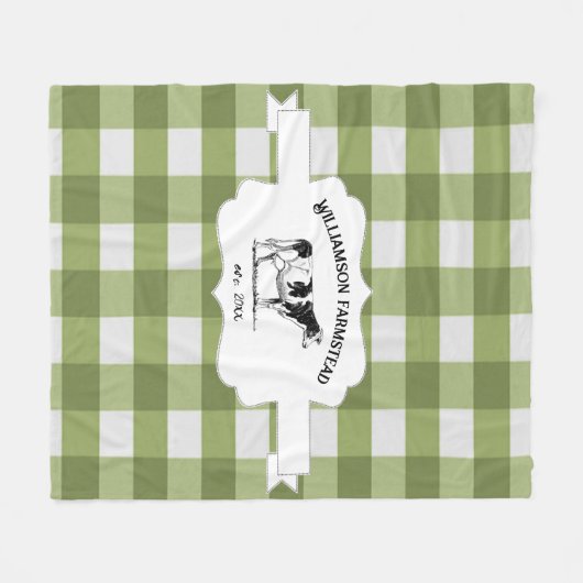 Groene Buffalo Boerderij Koe Fleece Deken (Voorkant (Horizontaal))