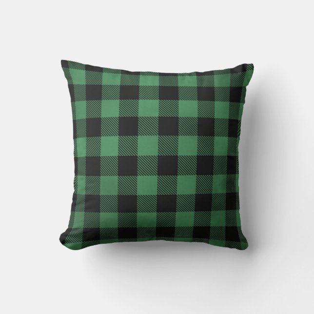 Groene Buffalo Check Accent Kussen (Voorkant)