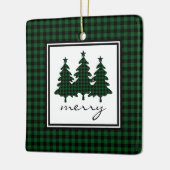 Groene Buffalo Check Dennenbomen Keramisch Ornament (Links)