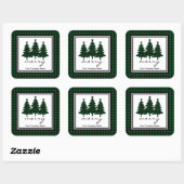 Groene Buffalo Check Dennengehakt bedrijf Vierkante Sticker (Vel)