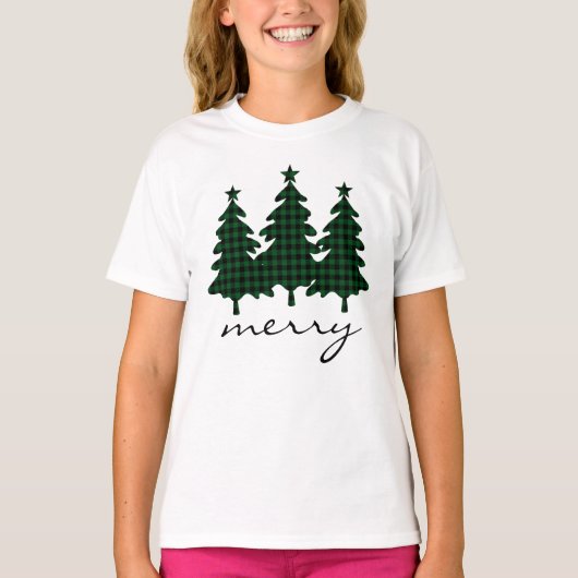 Groene Buffalo Check Dennsbomen T-shirt (Voorkant)