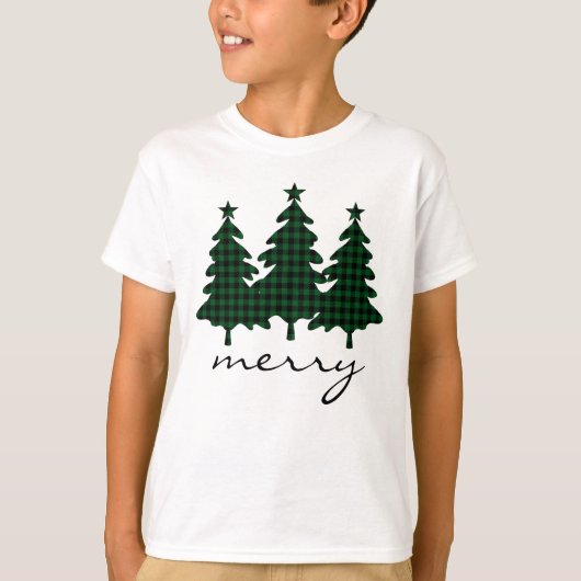 Groene Buffalo Check Dennsbomen T-shirt (Voorkant)