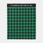Groene Buffalo Check familienaam Monogram Fleece Deken (Voorkant)
