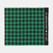 Groene Buffalo Check familienaam Monogram Fleece Deken (Voorkant (Horizontaal))