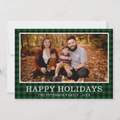 Groene Buffalo Check Foto Kerstkaart (Voorkant)