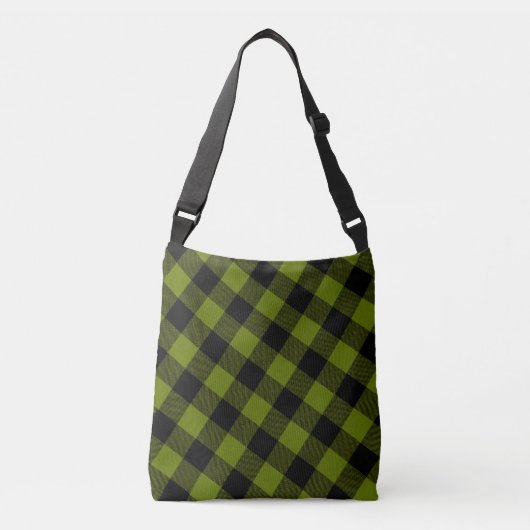 Groene Buffalo Check Tuin Crossbody Tas (Voorkant)