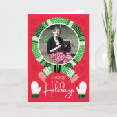 Groene Buffalo Checks Foto Gelukkig  Feestdagen Kaart (Voorkant)