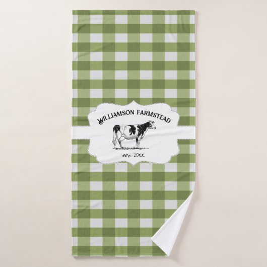 Groene Buffalo Geplakt Boerderij Koe Doordenset Bad Handdoek (Badhanddoek)