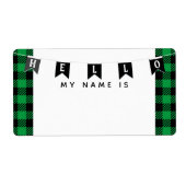 Groene Buffalo geplakt Hallo mijn naam is naamlabe Etiket (Voorkant)