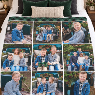 Groene Buffalo geruite fotocollage Fleece Deken