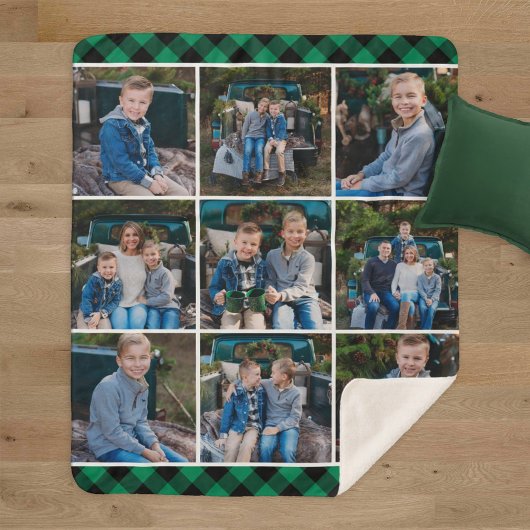 Groene Buffalo geruite fotocollage Sherpa Deken
