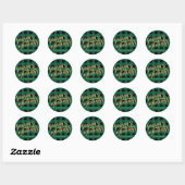 Groene Buffalo geruite gouden script SEIZOENSGREET Ronde Sticker (Vel)