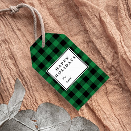 Groene Buffalo met kerstnaam Cadeaulabel