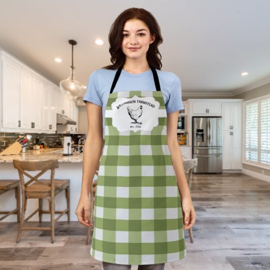 Groene Buffalo Plaid Boerderij Kip Schort
