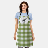 Groene Buffalo Plaid Boerderij Paard Schort (Gedragen)