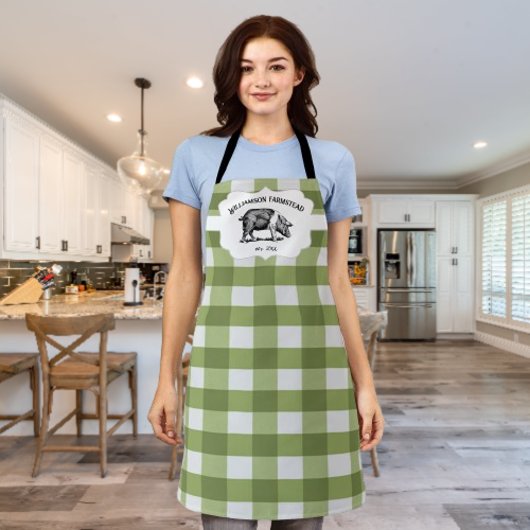 Groene Buffalo Plaid Boerderij Varken Schort
