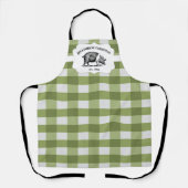 Groene Buffalo Plaid Boerderij Varken Schort (Voorkant)