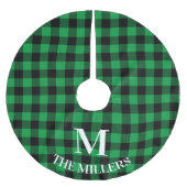 Groene Buffalo Plaid Familie Monogram Kerstboom Rok (Voorkant)