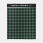 Groene Buffalo Plaid familienaammonogram Fleece Deken (Voorkant)