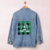 Groene Buffalo Plaid Geborduurd Denim Jacket (Hangar)