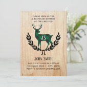 Groene Buffalo Plaid Hert Monogramme Verloofd Fees Kaart (Staand voorkant)