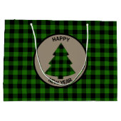 Groene Buffalo Plaid Kerstboom Grote Gift Bag Groot Cadeauzakje (Achterkant)