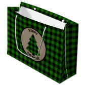 Groene Buffalo Plaid Kerstboom Grote Gift Bag Groot Cadeauzakje (Voorkant Gekanteld)
