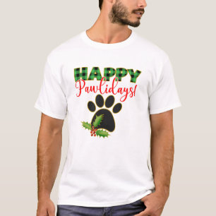 Groene Buffalo Plaid Paw Print Kerstmis T-shirt