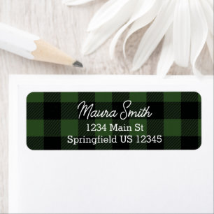 Groene buffalo plaid retouradres labels