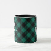 Groene Buffalo Plaid Rustieke Monogram Naam Mok (Midden)