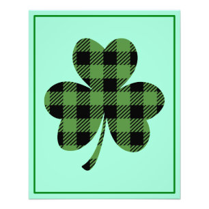 Groene Buffalo Plaid Shamrock Clover Ontwerp-61104 Foto Afdruk