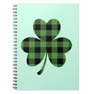 Groene Buffalo Plaid Shamrock Clover Ontwerp-61104 Notitieboek