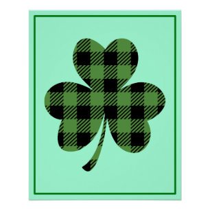 Groene Buffalo Plaid Shamrock Clover Ontwerp-61104 Perfect Poster