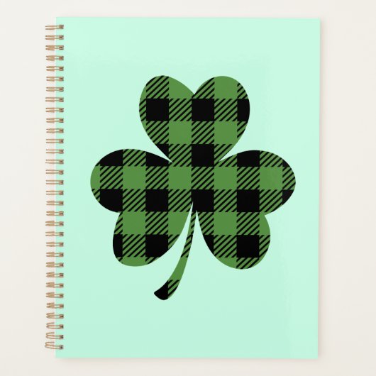 Groene Buffalo Plaid Shamrock Clover Ontwerp-61104 Planner (Voorkant)