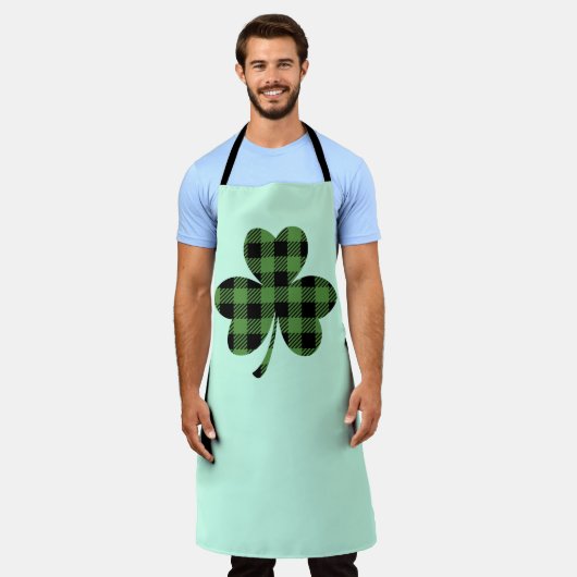 Groene Buffalo Plaid Shamrock Clover Ontwerp-61104 Schort (Gedragen)