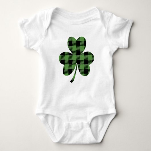 Groene Buffalo Plaid Shamrock Klaverontwerp-61104 Romper (Voorkant)