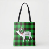 Groene buffalo Pset Elk Silhouette Wreath Custom Tote Bag (Voorkant)