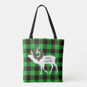 Groene buffalo Pset Elk Silhouette Wreath Custom Tote Bag (Achterkant)