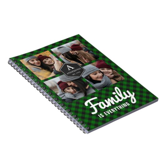 Groene Buffalo Pset Lumberjack Photo Collage Notitieboek (Rechterzijde)