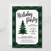 Groene Buffalo Pset Tree Holiday Party Uitnodiging (Voorkant)