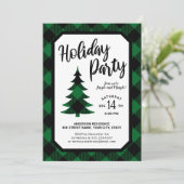 Groene Buffalo Pset Tree Holiday Party Uitnodiging (Staand voorkant)