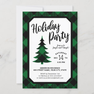 Groene Buffalo Pset Tree Holiday Party Uitnodiging