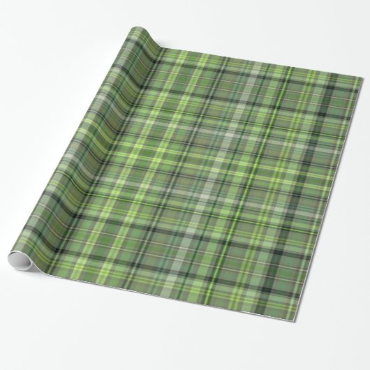 Groene Buffalo Schotlandse ruit Kerst Cadeaupapier (Uitgerold)
